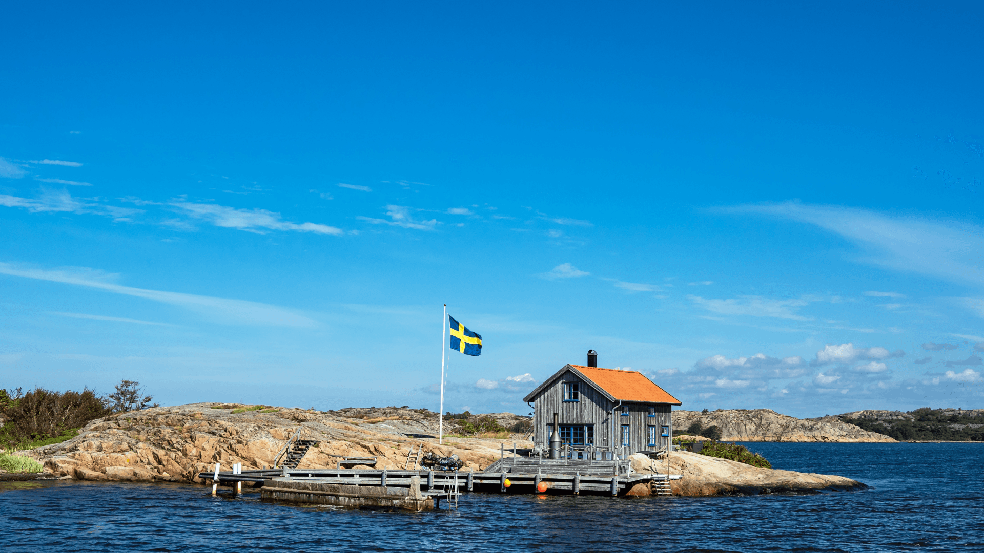 Hus i skärgårdsmiljö.